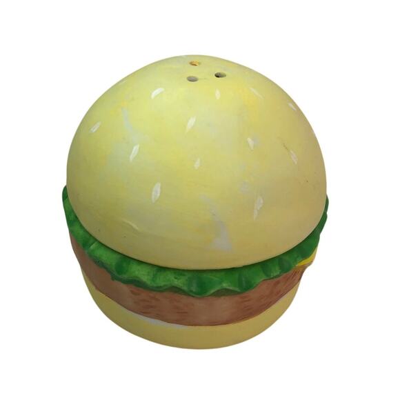 Albert E Price Inc 90s Ceramic Whimsical Hamburger Salt & Pepper Shaker Set - Picture 1 of 11